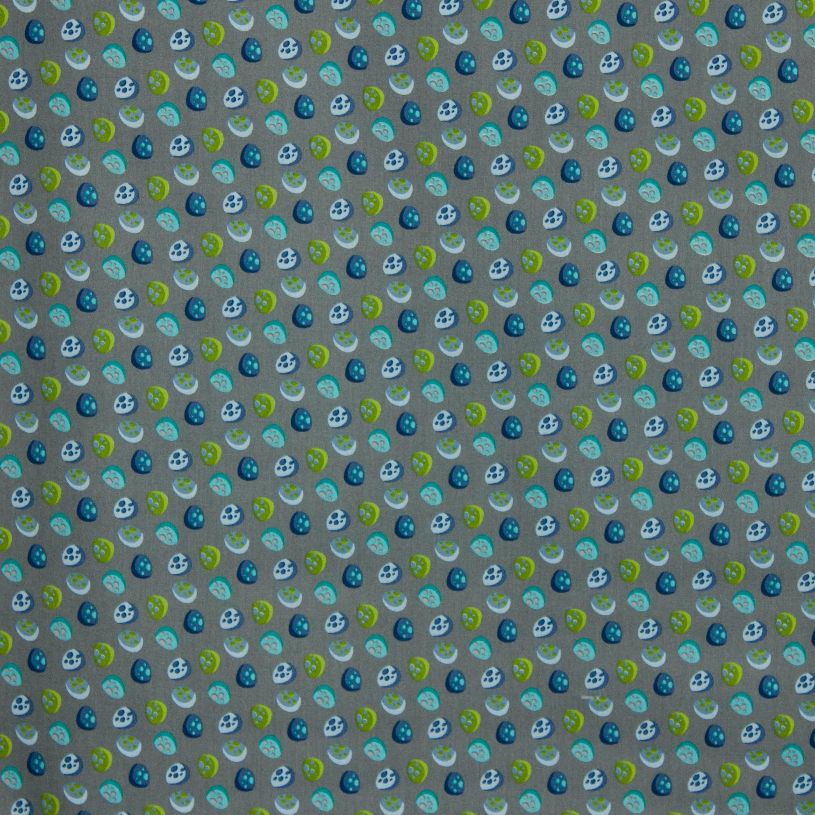 Grijze katoen met blauwe en groene stenen